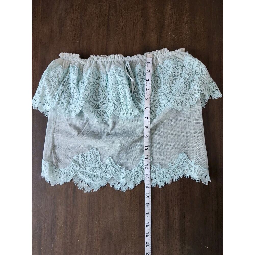 Catherine Brickhill Cotton Mesh Tulle Lace Strapless Sheer Top Light Mint S - Picture 6 of 6
